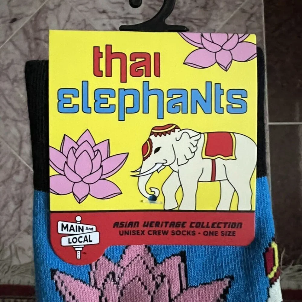 Asian Heritage Collection Thai Elephants Unisex Crew Socks Adult One Size